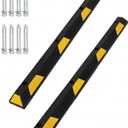 GarveeTech 72 in Rubber Parking Curb, Heavy Duty Curb Parking Stoppers with Reflective Stripes for Garage Bumpers, 55000 LBS Capacity, 2pcs