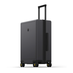 LEVEL8 Checked Luggage, Large Suitcase, Lightweight Luminous Textured Tsa Approved Medium Hardside Luggages with 8 Spinner Wheels, 24 Inch, Dark Grey
