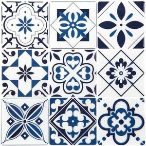 LONGKING Peel and Stick Backsplash Tile Stickers, Admiral Blue Geometric-Shaped Pattern Tile for Kitchen, Stick on Wall Tiles (10 Sheets)