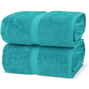 Chakir Turkish Linens, 100% Cotton Premium Quality Turkish Bath Sheets (35''x70'' Large Bath Sheet Towels - Aqua) 2 Pack