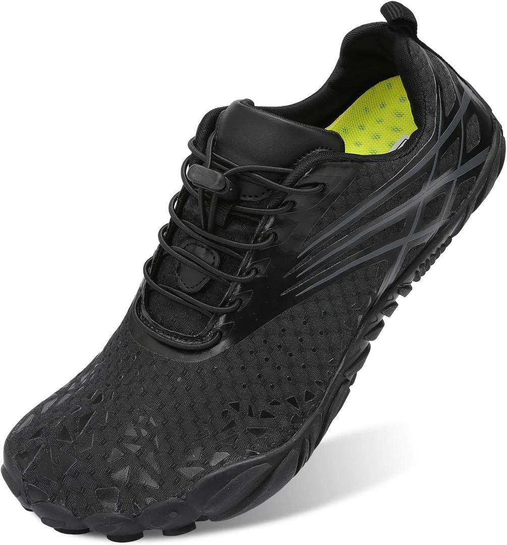 Scurtain Unisex Mens Womens Athletic Hiking Water Shoes Quick Dry Barefoot Aqua Shoes Swim Shoes Beach Shoes with Drainage (Solid Black), Size 37