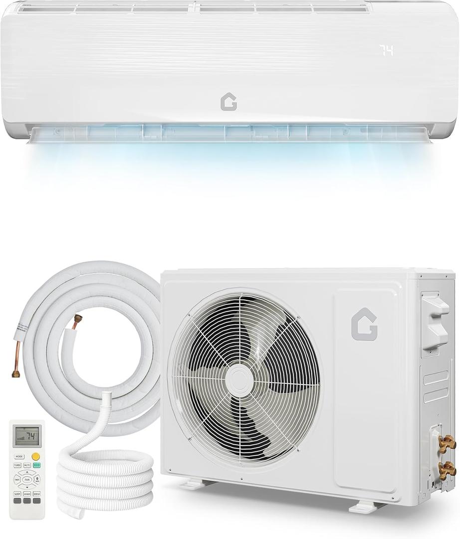 Garvee 12000 BTU Mini Split Air Conditioner,19 SEER2 Ductless Inverter AC w/ 230V, Cool Up to 750 Sq. Ft with Heat Pump System,White (208/230V)