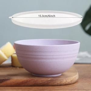 4 Pack Unbreakable Wheat Straw Bowls with Lid, 26 OZ Cereal Bowls for Kitchen, Dishwasher Safe Soup and Salad Bowls, Reusable microwave bowl for Ice Cream,Snack and Fruits