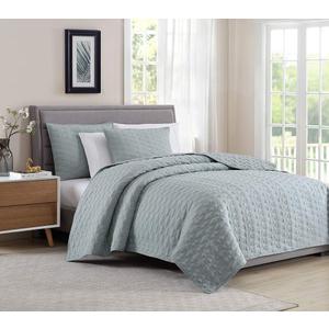 BOURINA Quilt Set Coverlet Set Quilting Bedspread 3-Piece Quilt Set Microfiber Lightweight, Queen 90" x 92" Aqua