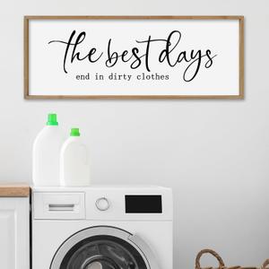 SRSZHIYUE Funny Laundry Room Restroom Wall Decor 32"12" Inspirational Quote Sign for Rustic Farmhouse Bathroom Toile Large Minimalist Washroom Vintage Wood Framed Wall Hanging Art (Wood)