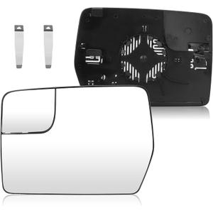 Driver Left Side Power Heated Mirror Glass for 2011-2014 Ford F-150 with Rear Holder, Blind Spot Convex Side View Mirror, Replace for BL3Z-17K707-E