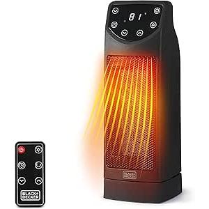 BLACK+DECKER Oscillating Space Heater, Portable Heater with Remote Control, Ceramic Small Space Heater with Two Heat Settings & LED Display, Small Heater 1500W 