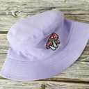 Mushroom Embroidered Bucket Hat for Women Men Girl, Light Purple Summer Travel Unisex Embroidery Beach Sun Hat Outdoor Fisherman Cap (Purple)