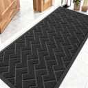 OLANLY Front Door Mat Indoor Outdoor Entrance, Waterproof All-Season, All-Weather Doormat, Sturdy Natural Rubber, Low Profile, Easy Clean Patio Porch Entryway Mat, Herringbone Brick (Black, 59x23)