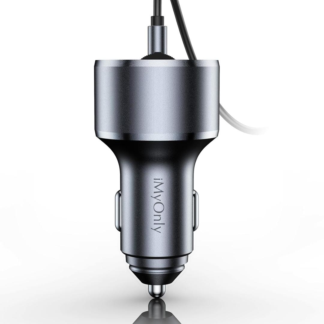 AUX Car Adapter FM Transmitter,iMyOnly QC/PD All-Metal Bluetooth V5.3 AUX Adapter for Car Music Player, Bluetooth Transmitter with Hands-Free Calling 