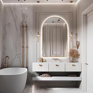 Niccy Arched LED Lighted Bathroom Mirror, 48x30 Inch Backlit Vanity Bathroom Mirror with Lights Brushed Gold Framed Wall Mounted Mirrors with 3 Color Shatterproof Arch Smart Fog Free Mirror
