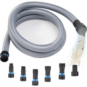 16FT Shop Vac Hose Dust Collection Hose for Home & Shop Vacuum System with 6 Adapters of Woodworking Power Tool and Sander, Compatible with Multi-Brands, Silver Gray Vacuum Hose