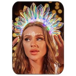 JEAIRTS Light Up Headband Led Crown Headbands Glow Rave Headpiece Flashing Costume Hair Accessories for Women