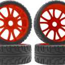 ShareGoo 1/8 RC Buggy Off Road Tires and Wheels Rim 17mm Drive Hex Compatible with Arrma Typhon Kyosho Losi VRX Redcat Tamiya HPI 1/8 RC Off Road Buggy (Red)