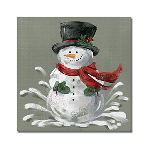 Christmas Wall art,Snowman with Hat Modern Painting Picture Print on Canvas Artwork Winter Scene for Christmas Décor New Year Home Decor,24" x 24"