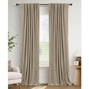 Faux Linen Total Blackout Curtains for Bedroom 84 Inches Long, Plaza Taupe, Size: 50"W x 84"L (Pack of 2)