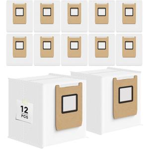 Leemone 12 Pack E25 E28 Dust Bags Compatible with eufy Omni Robot Vacuum E25 E28, 4 Layer Filtration System with Activated Carbon Fabric to Remove Unwanted Odors
