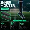 LUX Anti Slip Soccer Knee Socks,Non Slip Football/Basketball/Hockey Sports Grip Socks (Black)