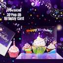 2 x 3D Popup Happy Birthday Card | Musical Lights Up Greeting Cards | Blow Out the Candle| Candle Cake Pop Up Card | Plays Happy Birthday Song | Perfect for Women, Men, Kids & Loved Ones