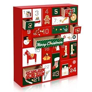 Christmas Empty Advent Calendars to Fill, Empty Advent Calendar, Fillable Advent Calendar with 24 Drawers Christmas Countdown Advent Calendar, Reusable Wooden Xmas Countdown Gift Decorations