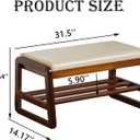 latifolia Solid Wood Bench, Entryway Shoe Bench with Cushion, 2 Tier Shoe Storage Organizer for Hallway, Living Room(Grey,31.50''L)