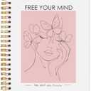 2 Pcs Ecezatik Free Your Mind Inspirational Notebooks, Abstract Boho Woman Line Art Pink Notebook, Mental Health Journal, Inspirational Gifts for Women, Mental Health Gifts, Spiral Notebook 5.5x8.3