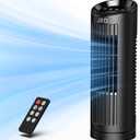 JRD 13'' Tower Fan for Bedroom, Quiet Cooling Desk Fan with Remote, 80 Oscillating, 3 Speed, 4 Mode, 12h Timer, Digital Touch Screen, Portable, Safe Bladeless Table Fan for Home Desktop Office (Black)