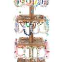 Liaakrr Bracelet Holder, 360 Rotating Bracelet Holder Display with 48 Hooks, 4-Tier Wooden Jewelry Display Tower for Bracelets, Keychains, Earrings, and Accessories