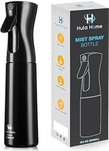 Hula Home Continuous Spray Bottle for Hair (10.1oz/300ml) Empty Ultra Fine Plastic Water Mist Sprayer  For Hairstyling, Cleaning, Salons, Plants, Essential Oil Scents & More - Green
