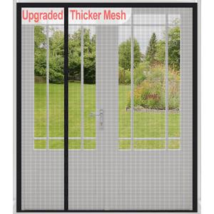 Reversible Left Right Side Opening Wide Magnetic Screen Door for Sliding & French Doors,Heavy Duty Thicker Reinforced Mesh Bug Door Screen Magnetic Closure,Screen 74" x 81",Fits Door to 72"x80" (Black)