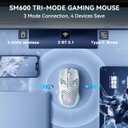 SOLAKAKA SM600 White Wireless Gaming Mouse,Tri-Modes BT5.1/Type-C Wired/2.4G Wireless Mouse with 2 Side Buttons, Programmable Macro Gamer Mouse with RGB Light for Laptop/PC/Mac