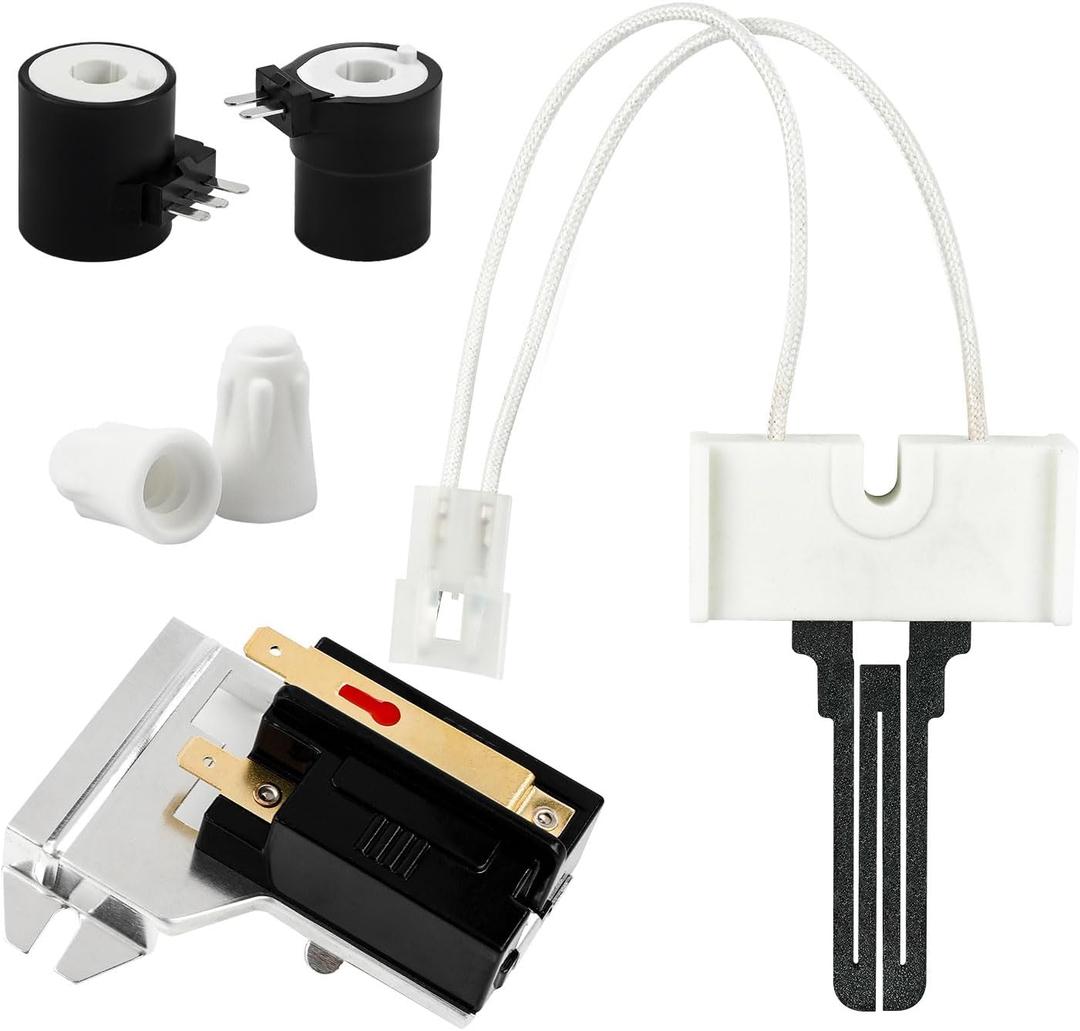 Dryer Repair Kit Fit for Whirlpool Maytag Kenmore Gas Dryers Contains 279311 Igniter 279834 Gas Valve Coil 338906 Gas Dryer Flame Sensor Replaces WP338906 PS334310 AP3094251 AP3094138 12001349