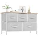 YITAHOME Dresser with 5 Drawers - Fabric Storage Tower, Organizer Unit for Bedroom, Living Room, Closets - Sturdy Steel Frame, Wooden Top (Light Grey Print)