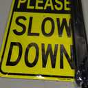 Large Please Slow Down Sign with 54" Metal Stake, 17"x 12" .040 Aluminum Sign - Reflective, UV Protected and Weatherproof