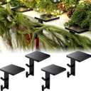MorningRo 2 in 1 Fireplace Garland and Stocking Hangers for Mantel Heavy Duty Christmas Stocking Holders for Mantle Metal Garland Hooks Xmas Holiday Decoration(4 Pack,Black)
