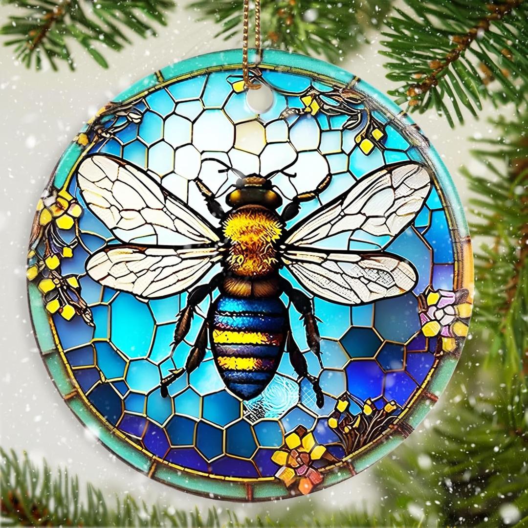 Christmas Bee Keepsake Ornament - Bee Lovers Gifts - Animal Lovers Ornaments