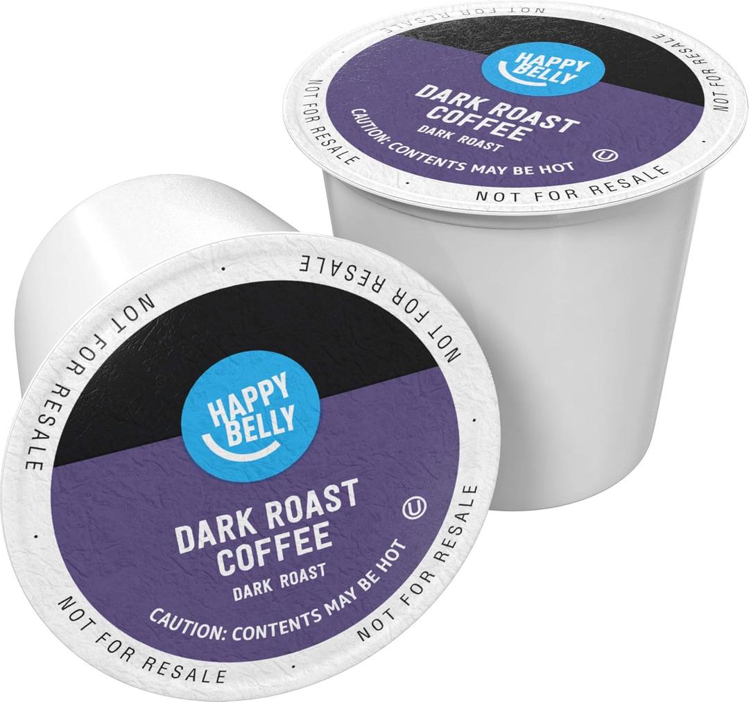 Amazon Brand - Happy Belly Dark Roast Coffee Pods, Compatible with Keurig 2.0 K-Cup Brewers, 100 Count (EXP 01/16/26)