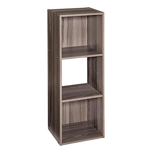 ClosetMaid Cubeicals 3 Cube Storage Shelf Organizer Bookshelf - Vertical/Horizontal, Easy Assembly - Natural Gray Wood Finish