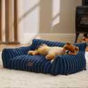 Bedsure ComfyFleece Cute Cat Couch for Pets - As Seen on TV on Good Day New York, Small Medium Dog Bed, Supportive Couch Bed for Small Dogs, 30 Inch, Night Blue
