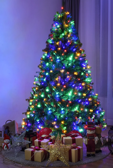 6Ft Pre-Lit Artificial Christmas Tree Hinged 350 LED Lights