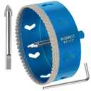3-1/2 Inch Diamond Hole Saw Bits with Pilot Drill Bit, 3-1/2" Serrated Brazing Tile Hole Saw Diamond Tipped Drill Bits for Porcelain Tile Ceramic Stone Granite Marble Glass Bottles