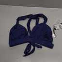 RELLECIGA Women’s Triangle Bikini Top Crisscross Back Swimsuit Padded Push Up Bathing Suit Top(Navy Blue, Small)