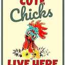 Chicken Coop Sign Do Not Make the Chickens Angry Vintage Metal Tin for Chicken Coop Home Yard Indoor Outdoor (Red)