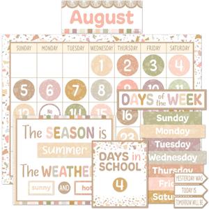 Teacher Created Resources Terrazzo Tones Calendar Bulletin Board (TCR7201), 115 Pieces