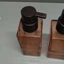 MDesign Glass Refillable Foaming Hand Soap Dispenser Modern Square Pump Bottle for Bathroom Vanities or Kitchen Sink, Countertops - 2 Pack - Sand