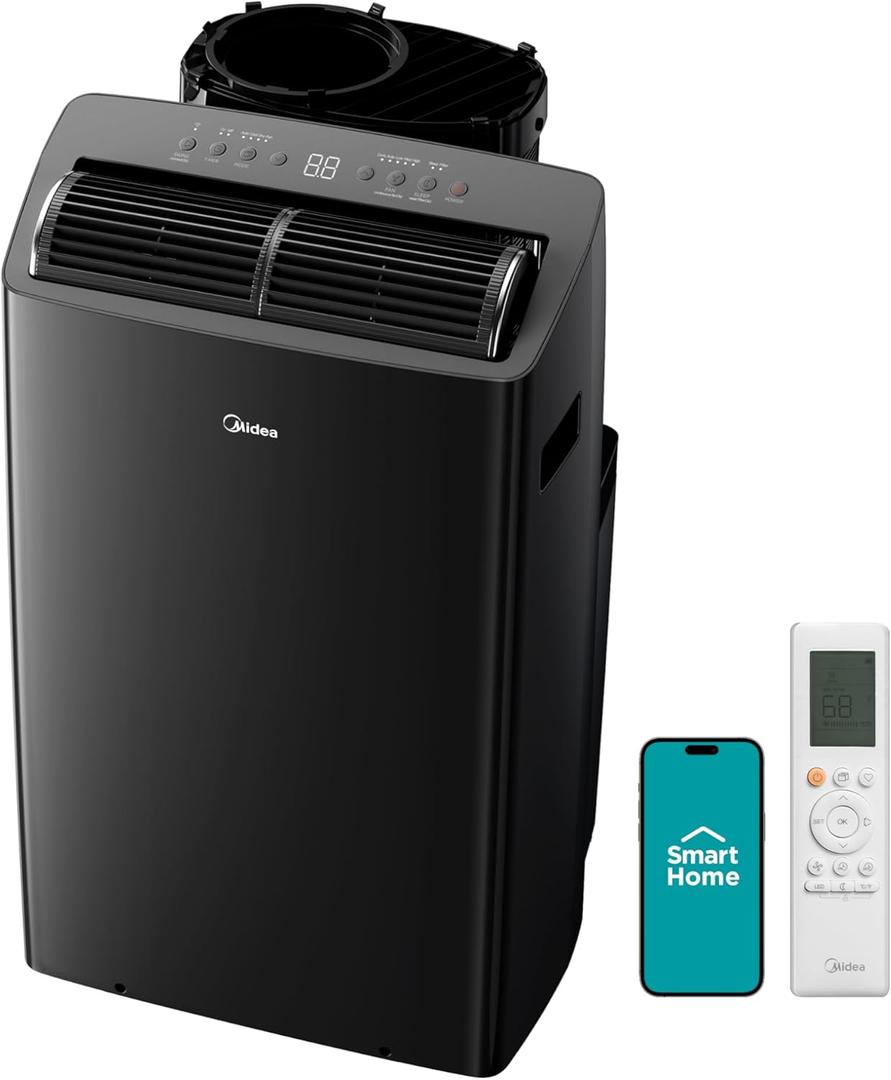 Midea Duo 12,000 BTU (10,000 BTU SACC) High Efficiency Inverter, Ultra Quiet Portable Air Conditioner, Cools up to 450 Sq. Ft., Compatible with Alexa/Google Assistant, Includes Remote (Black)