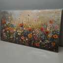 Colorful Floral Wall Art Farmhouse Botanical Wall Decor Nature Daisy Poppy Wildflower Picture for Living Room Rustic Meadow Flower Bouquet Prints Watercolor Artwork Bedroom Bathroom Decoration 20x40"