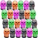 ArtCreativity Skull Head Noisy Putty Halloween Toys, Set of 24, Non-Candy Trick or Treat Supplies for Kids, Great as Halloween Party Favors, Halloween Goodie Bag Fillers, and Prank Toys, 4 Colors