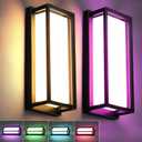 LED RGBCW Outdoor Wall Light Fixtures, 2 Pack Modern Wall Sconces, Color Changing Smart Exterior Lights, IP65 Waterproof Outdoor Porch Lights for House Front Door Garage
