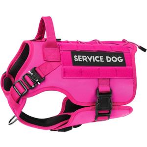 PETNANNY Tactical Service Dog Vest - No-Pull Emotional Support Harness with Hook & Loop Patches & Molle System for Training & Hunting (Pink, Medium) (Size M (35-65 lbs, Chest: 2530", Neck: 25-30"))